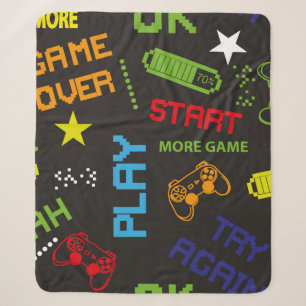 seamless abstract pattern in pixel game style. Wit Sherpa Blanket