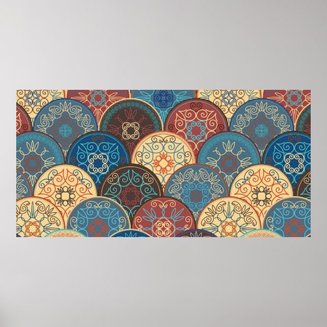 Seamless abstract pattern of trendy coloured abstr poster (Front)