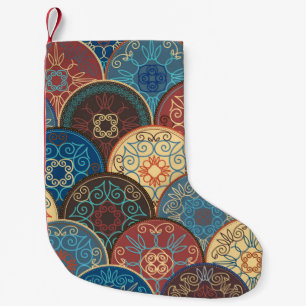 Seamless abstract pattern of trendy coloured abstr small christmas stocking