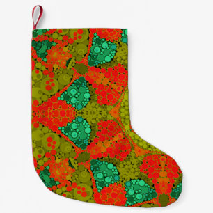 Seamless abstract pointillism dots circles green o small christmas stocking