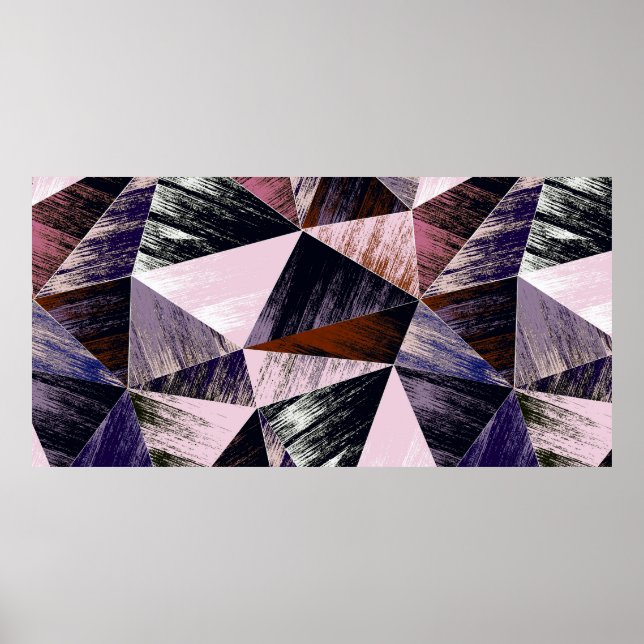 Seamless abstract polygon pattern. Blue, pink, bro Poster (Front)