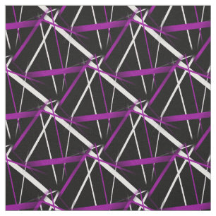 Seamless Abstract Purple and White Lines On Black Fabric
