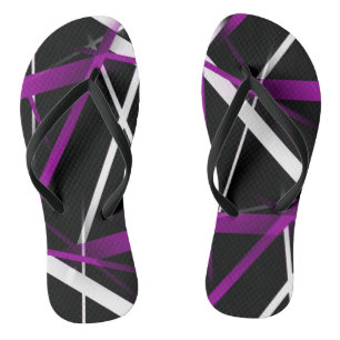 Seamless Abstract Purple and White Lines On Black Jandals