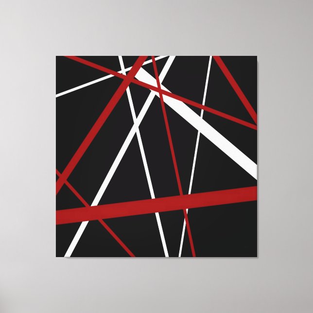 Seamless Abstract Red and White Lines On Black Bac Canvas Print (Front)