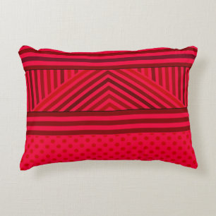 Seamless abstract red lined striped polka dots cir decorative cushion