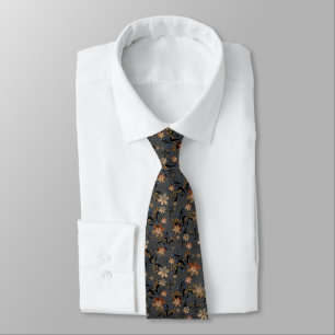 Seamless abstract retro beige flowers grey backgro tie
