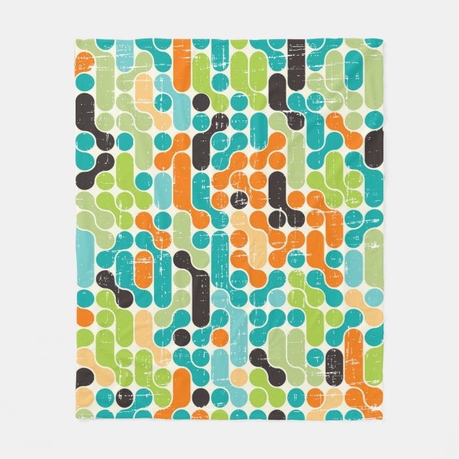 Seamless abstract retro geometric pattern fleece blanket (Front)