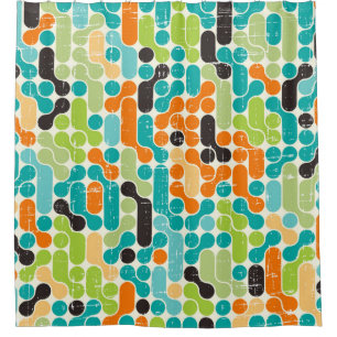 Seamless abstract retro geometric pattern shower curtain