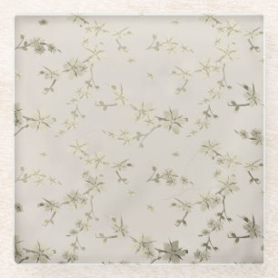 Seamless abstract small retro vintage beige flower glass coaster
