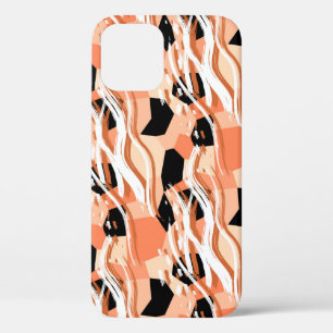 Seamless abstract trendy pattern with peach iPhone 12 case