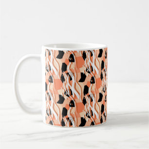 Seamless abstract trendy pattern with peach coffee mug
