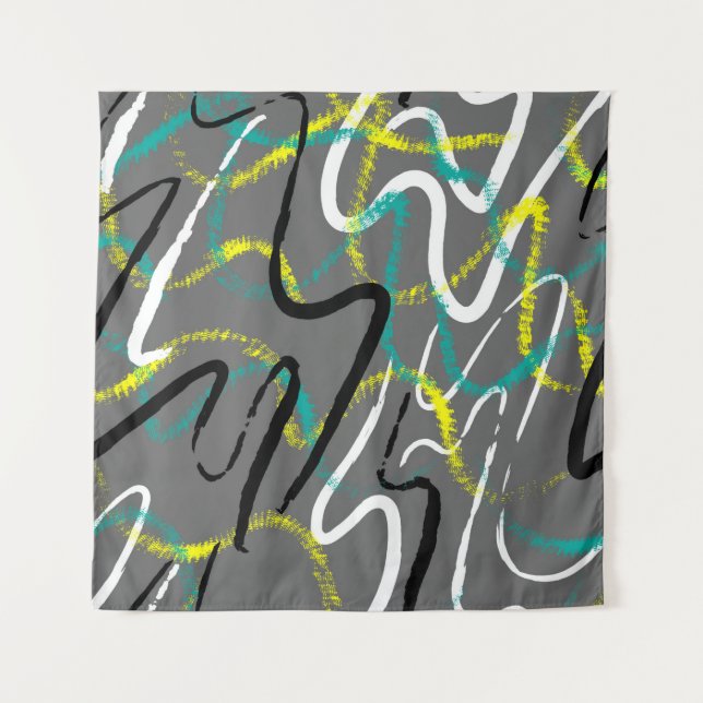 Seamless abstract urban backdrop with grunge wave  tapestry (Front)