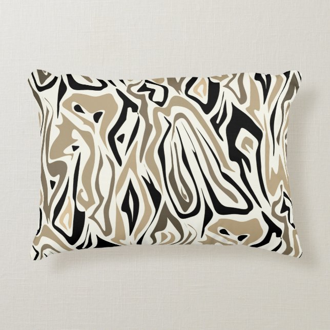 Seamless abstract zebra skin leather modern black decorative cushion (Front)