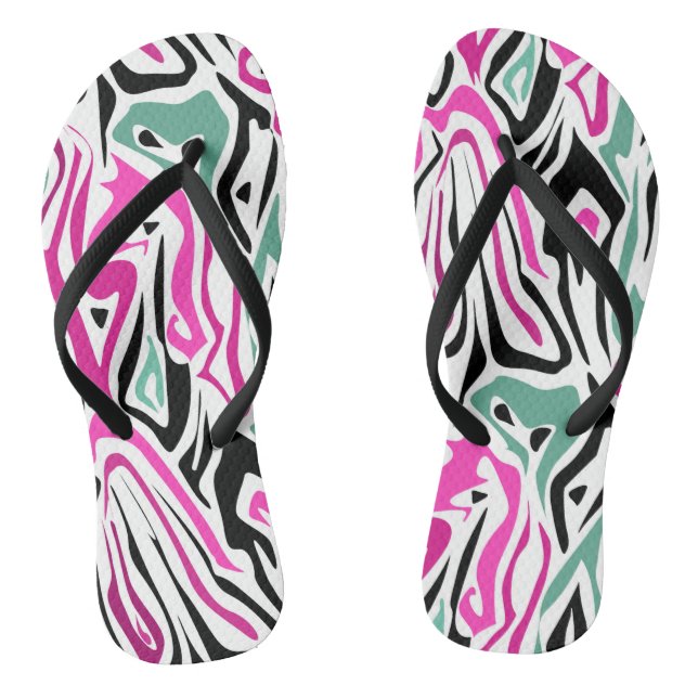 Seamless abstract zebra skin leather modern black jandals (Footbed)