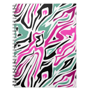 Seamless abstract zebra skin leather modern black notebook