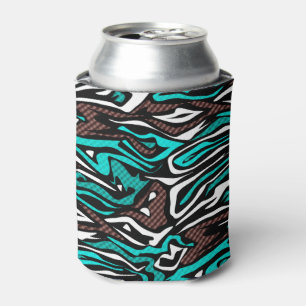 Seamless abstract zebra skin leather modern blue b can cooler