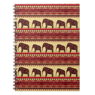 Seamless african ethno design elephants ornamental notebook
