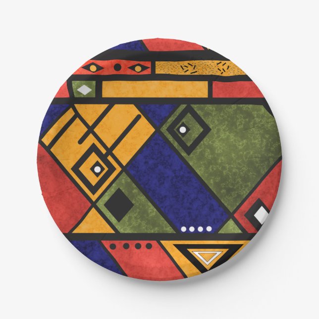 Seamless african ethno traditional texture pattern paper plate (Front)