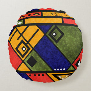 Seamless african ethno traditional texture pattern round cushion