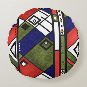Seamless african ethno traditional texture pattern round cushion