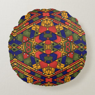 Seamless african ethno traditional texture pattern round cushion
