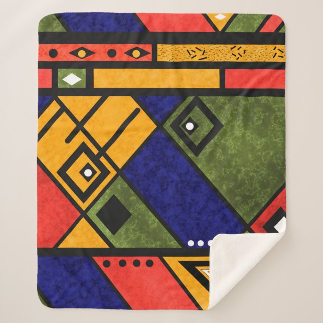 Seamless african ethno traditional texture pattern sherpa blanket (Front)