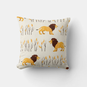 Seamless African pattern with cute lion. vintage w Cushion