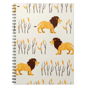 Seamless African pattern with cute lion. vintage w Notebook