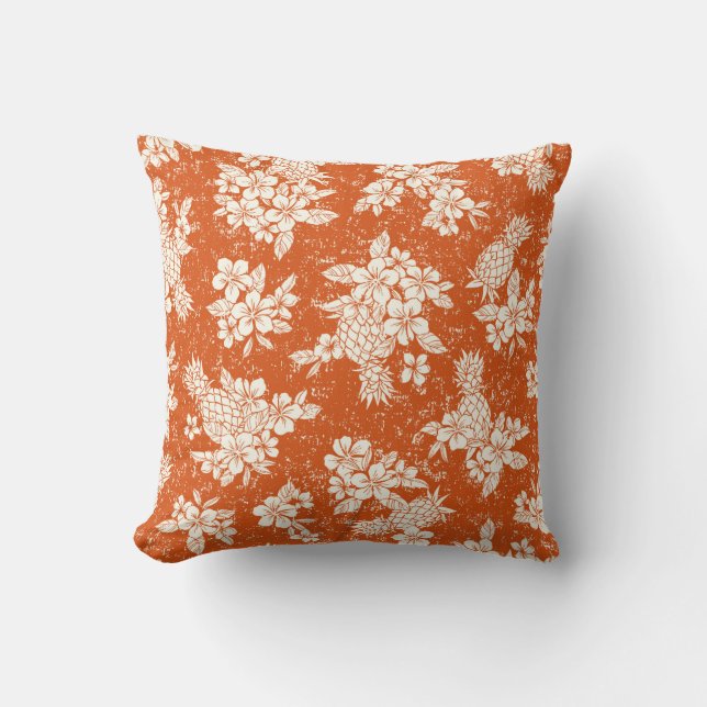 Seamless aloha pattern of hibiscus and pineapple,  cushion (Front)
