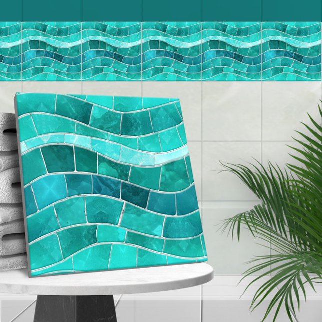 Seamless Aquamarine Mosaic Wave Tile (Creator Uploaded)