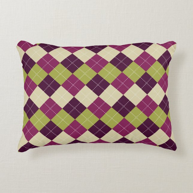 Seamless argyle pattern. Diamond shapes background Decorative Cushion (Front)