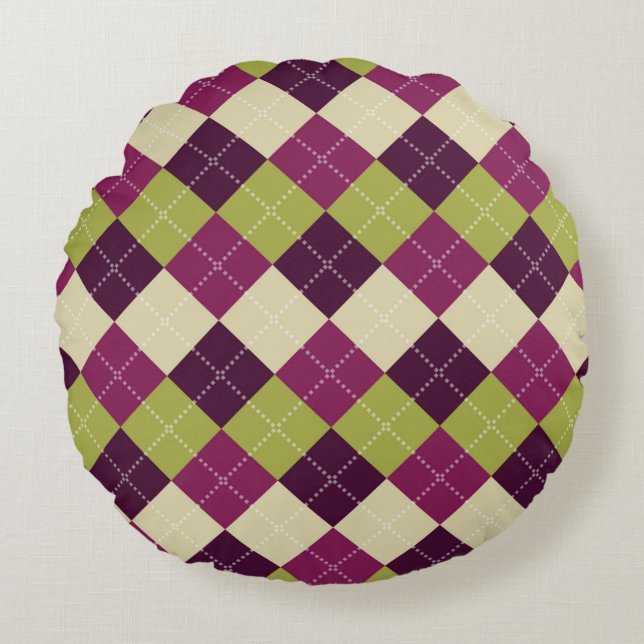 Seamless argyle pattern. Diamond shapes background Round Cushion (Front)