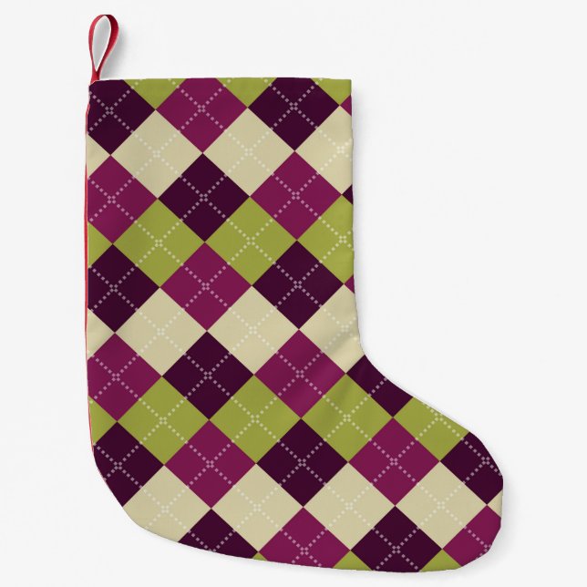 Seamless argyle pattern. Diamond shapes background Small Christmas Stocking (Front)