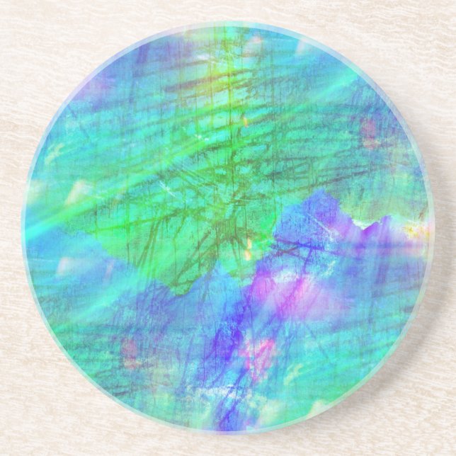 seamless art background watercolor blue, green coaster (Front)