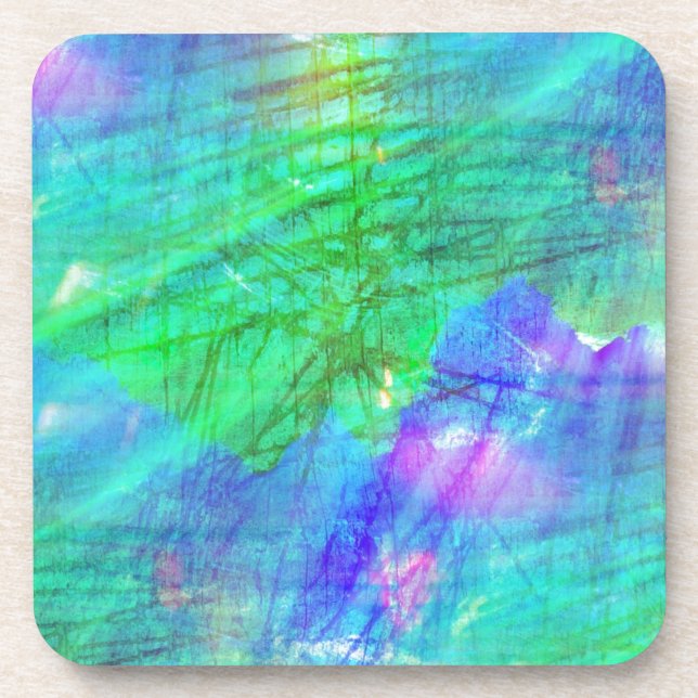 seamless art background watercolor blue, green coaster (Front)