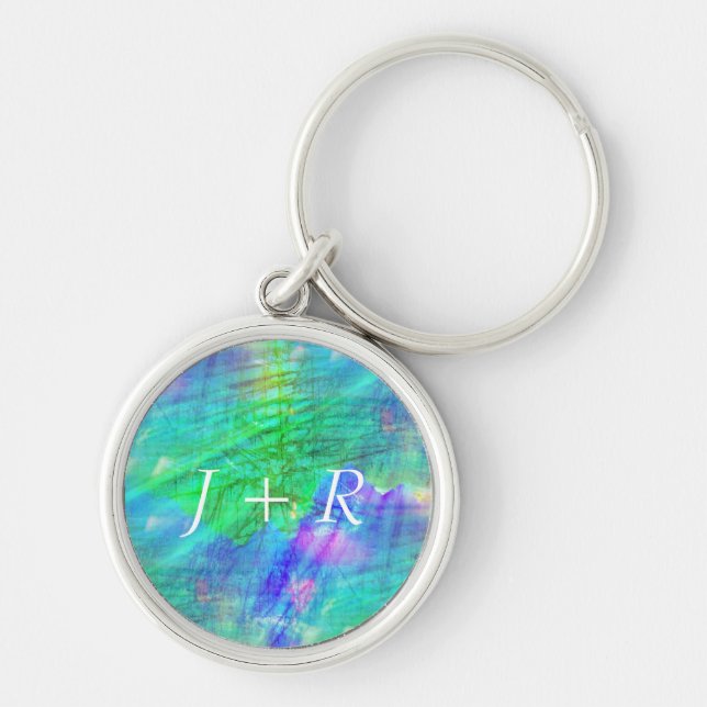 seamless art background watercolor blue, green key ring (Front)