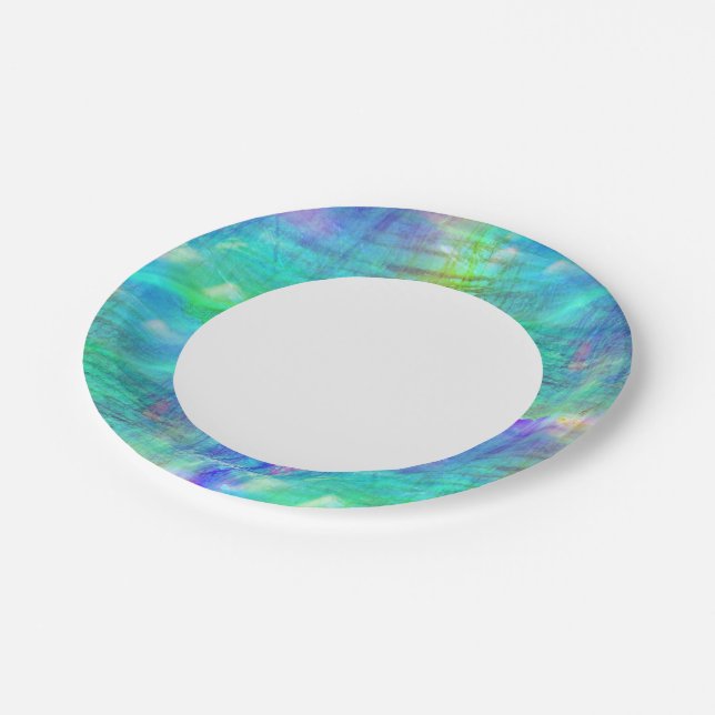 seamless art background watercolor blue, green paper plate (Angled)