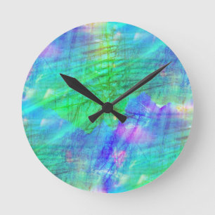 seamless art background watercolor blue, green round clock