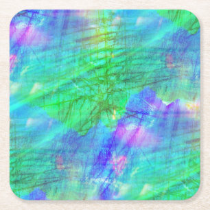 seamless art background watercolor blue, green square paper coaster