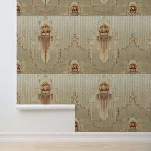 Seamless Art Nouveau Geometric Cartouches Pattern Wallpaper
