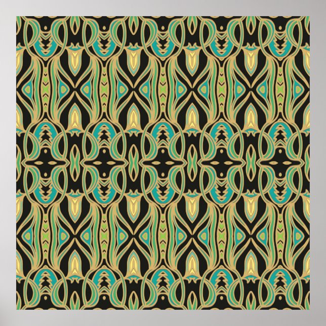 Seamless art ornament in Art Nouveau style Poster (Front)