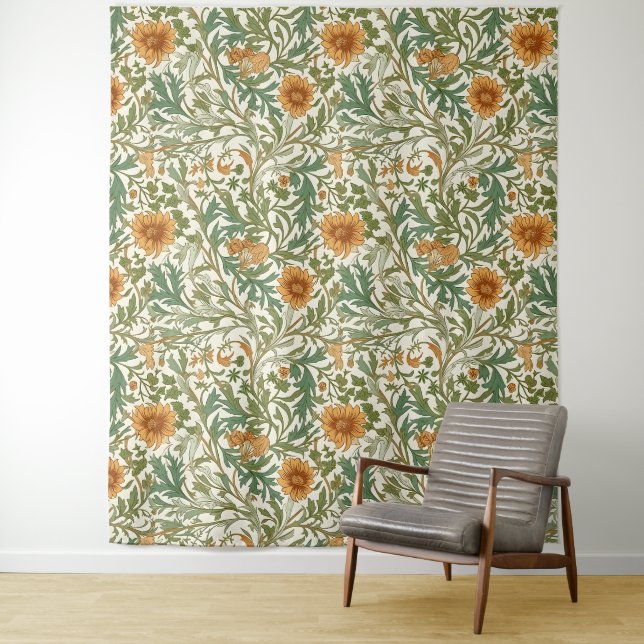 Seamless Arts and Crafts style repeating pattern Tapestry (In Situ)