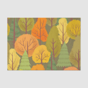 Seamless autumn forest trees pattern colourful  tissue paper