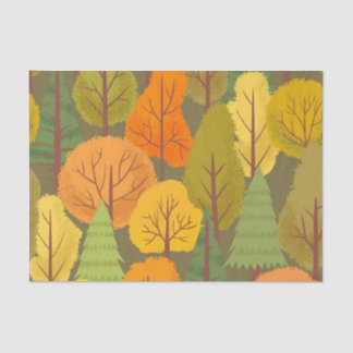 Seamless autumn forest trees pattern colourful tissue paper