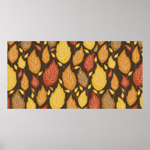 seamless autumn pattern with a color leaves poster