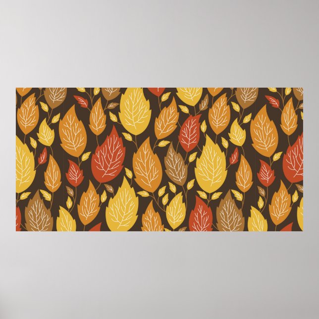 seamless autumn pattern with a color leaves  poster (Front)