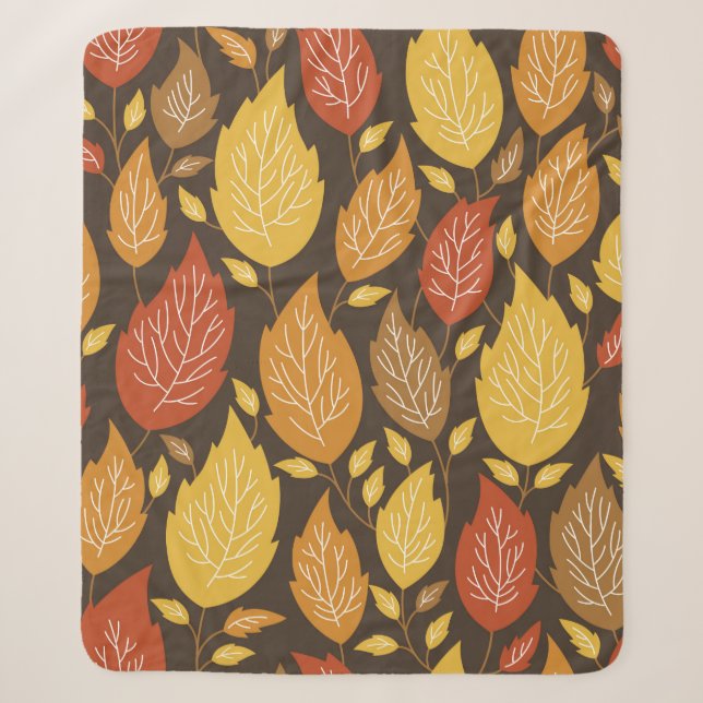 seamless autumn pattern with a color leaves  sherpa blanket (Front)