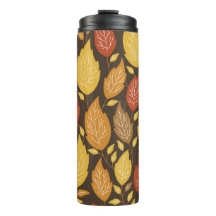 seamless autumn pattern with a colour leaves thermal tumbler