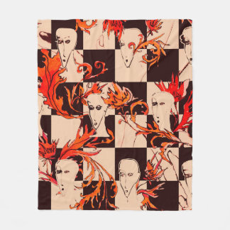 Seamless avant-garde pattern with faces and botany fleece blanket