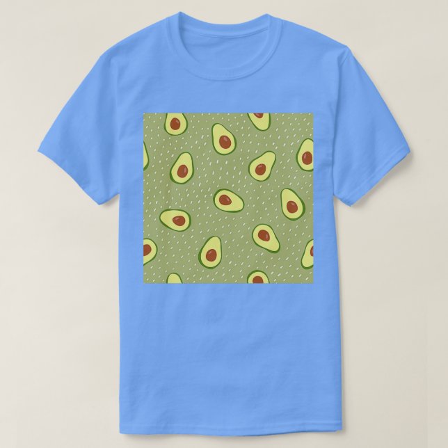 Seamless avocado on green dotted background T-Shirt (Design Front)